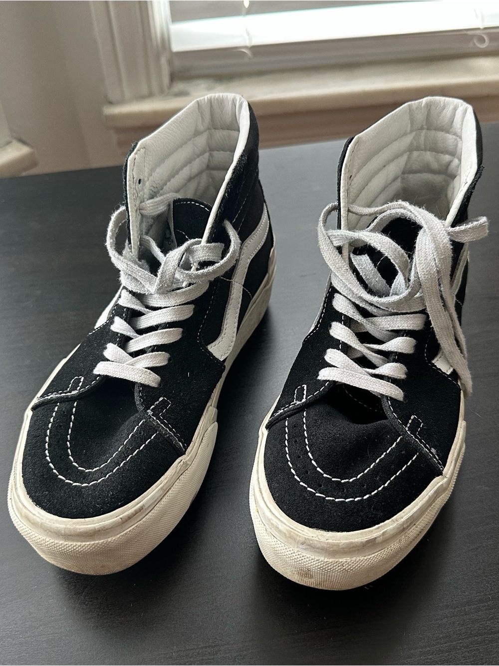 Vans Black and White Sk8-Hi High-Top Sneakers size 7.5